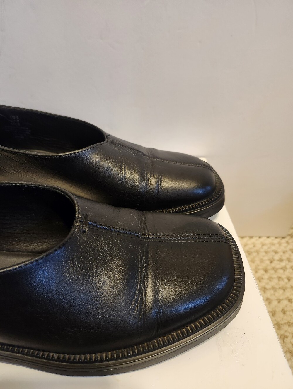 COS Black Square Toe Chunky Leather Shoes Sz.9/39 Ret.$189 Made in Portugal - Picture 7 of 10